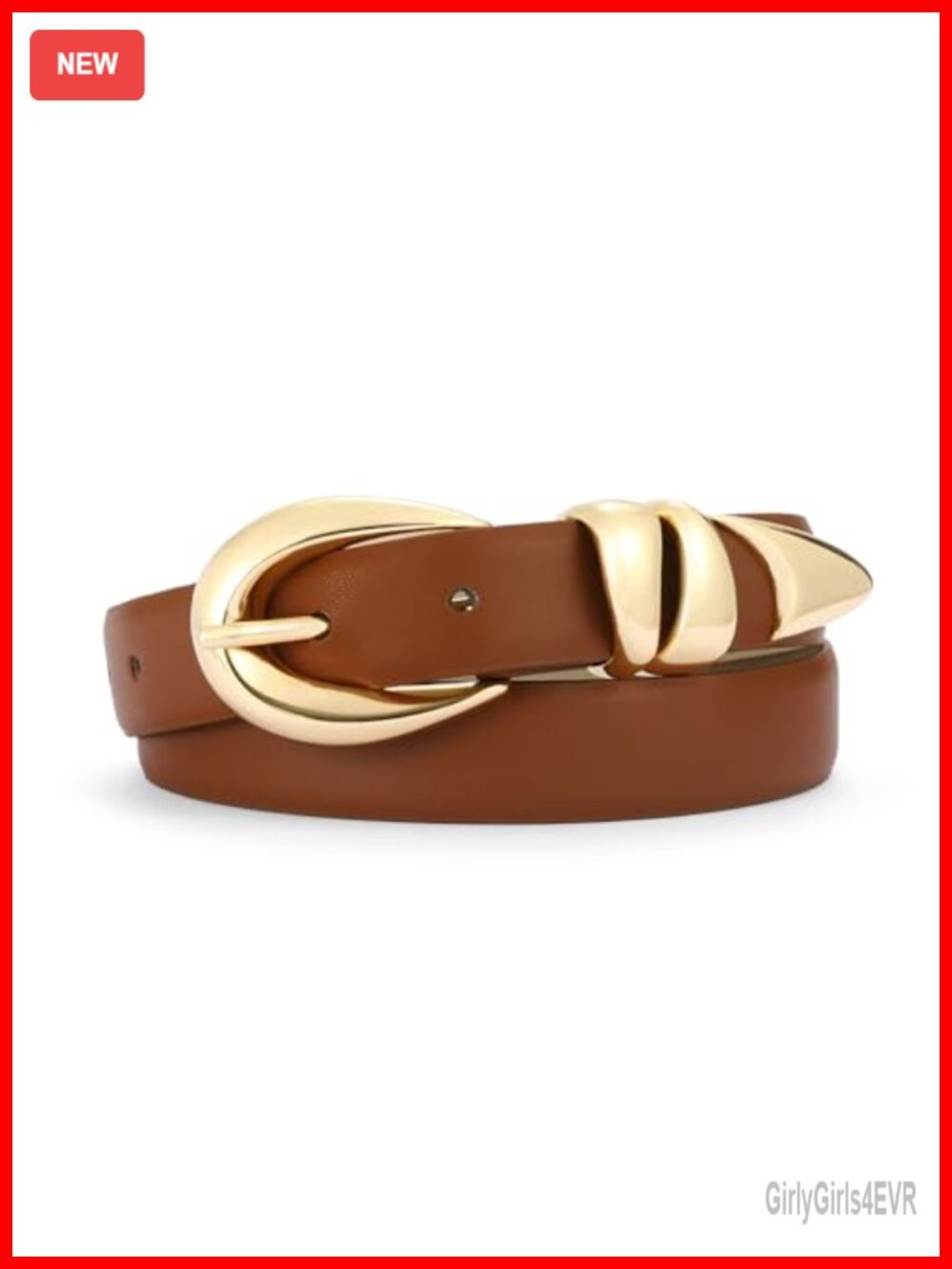 Women's Faux Leather Dress Belt with Gold Buckle